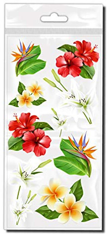 style4Bike Blumen Mix Aufkleber Hibiskus Lilie Deko Aufkleber Hibiskus Lilien Set | D00110