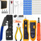 MAYLINE Pinza Crimpatrice RJ45 CAT5 CAT6 CAT7 Crimp Manutenzione del Strumenti Kit LAN Tester Riparazione del Cavo del Puntalini Passante Strumento Kit Cirmpatura per Cavi di Rete Passanti ne(Blu)