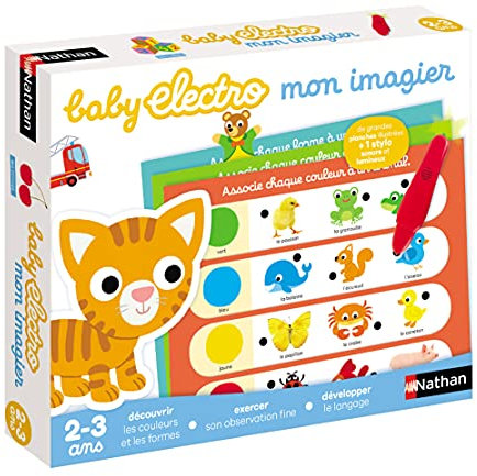 Nathan - Baby Electro Mon Imagier - Discover Shapes and Colors - Elektronisches Lernspiel - 1 Ton- und Lichtstift im Lieferumfang enthalten - Für Kinder ab 2 Jahren