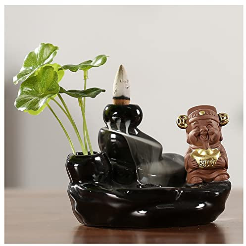mozhixue Fontaine a encens Bouddha Reflux Brûle encens avec 20 pcs,céramique encens brûleur Support encens,Faire Fortune