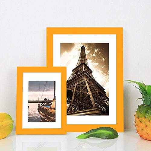 XQSSB Bilderrahmen Modern Fotorahmen Massivholz 1 Packung Orange Zweifach 15 × 20,1 cm