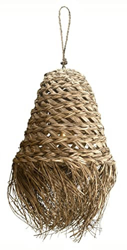 Woru Deko-Leuchte Alesa, Pendel-Deckenlampe aus Natur-Materialien Höhe ca. 40 cm, Handgefertigt in Bali, Flecht-Lampe, Deckenleuchte