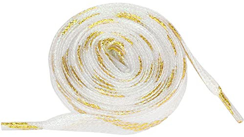 Allegra K Zapatillas planas brillantes con purpurina, cordones metálicos brillantes, cordones para zapatos, cuerdas Oro 100cm/39.37