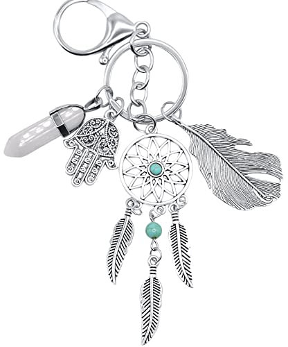 Llavero atrapasueños de mal de ojo, amuletos de buena suerte, adorno de protección contra el mal de ojo para llavero de coche (cuarzo)
