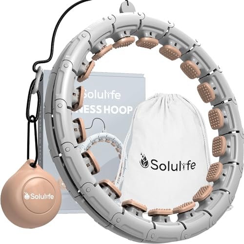 Hula Hoop Reifen Erwachsene Abnehmen und Massage, 24-teiliger hulahuppreif zum abnehmen trainiert Hüfte, Beine, Po, hoopie der nie Herunterfällt, Hula Hoop mit Gewicht Kugel inkl. Tasche