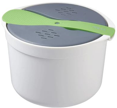 BURLOE Microwave Pasta Cooker, Multifunctional Rice Cooker Microwave -Safe Steam Pot with Non -Stick Coating Rice Cooking,Green
