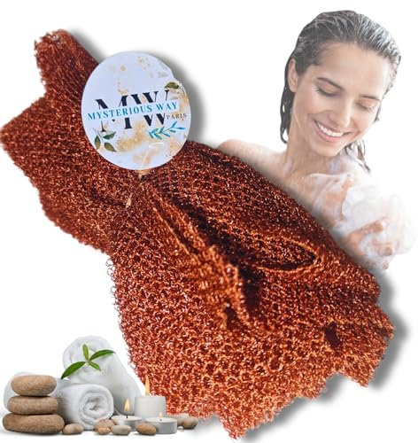 Filet de Bain Africain | éponge Gant de Toilette Exfoliant | douche moussant gommage et épurateur de dos et corps | Bathing Sponge (Marron)