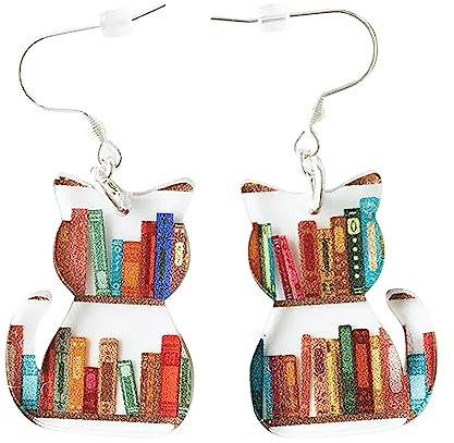 Cartoon Katze Ohrringe Katze Buch Acryl Ohrringe Damen Ohrringe Niedliche Ohrringe AgR500, Einheitsgröße, Acryl