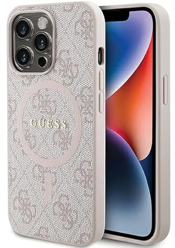 Guess GUHMP13LG4GFRP Hülle für iPhone 13 Pro / 13 6.1 Rosa hardcase 4G Collection Leather Metal Logo