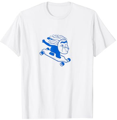 Ein japanischer Performer Hyottoko auf einem Longboard. T-Shirt