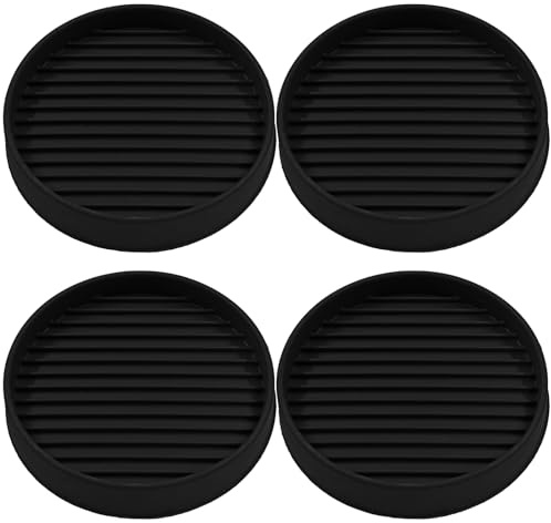Bonsicoky Lot de 4 roulettes rondes en caoutchouc pour meubles de 7,6 cm | Antidérapant, antidérapant au sol, pour pieds de canapé, chaise, noir