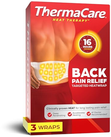 ThermaCare Advanced Back & Hip HeatWraps - Long-Lasting, Disposable Heat Therapy for Lower Back Pain, Muscle Soreness, & Herniated Discs - Drug-Free (S-M, Pack of 3)