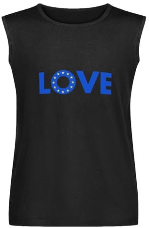 Eu Flag Love Europe European Union Referendum Logo Remain Anti Brexit Vest Tank T-Shirt Black Unisex Mens Sleeveless Tops Tees L