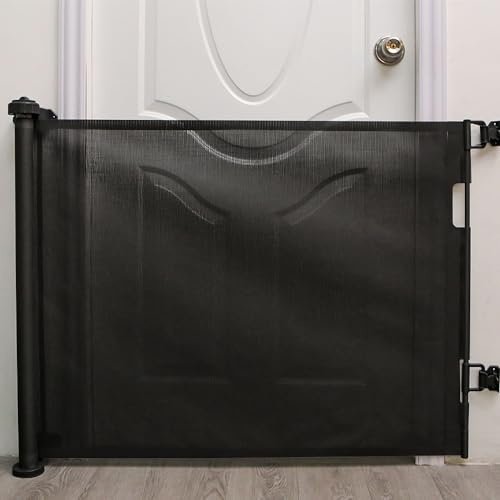Treppengitter, Treppenschutzgitter Türschutzgitter Ausziehbar, Baby Absperrgitter Schutzgitter Treppe für Kinder, Katzen und Hunde, Geeignet für Innen Außenbereich (86 * 180cm schwarz)