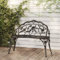Homgoday Balkonbank, Gartenbank 100 cm aus schwarzem Aluminium-Druckguss, Gartenbank, Gartenbank, robuste Bank für Terrasse
