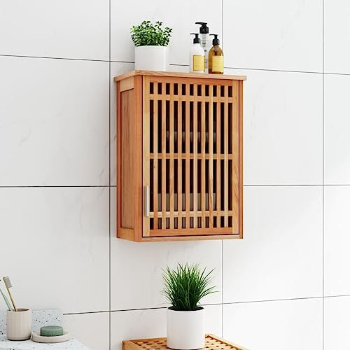 KTHLBRH Hängeschrank Badschrank Hängeschrank Aufbewahrungsschrank Badmöbel 42x23x60 cm Nussbaum massiv