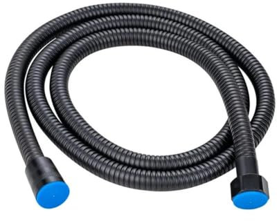 KOMINF Tubo Flessibile per Doccia in Acciaio Inossidabile Nero, 100 cm, Singolo