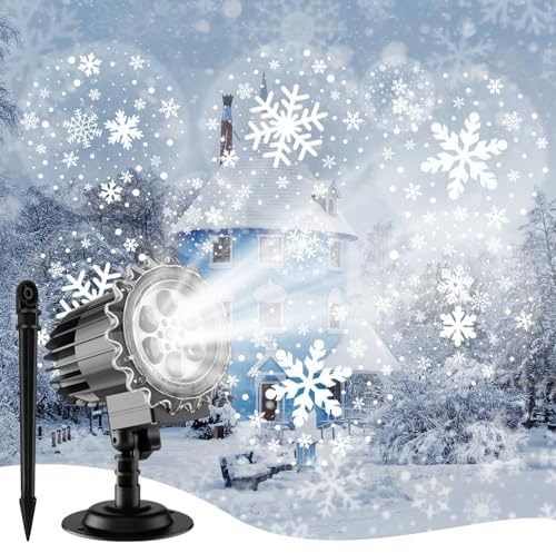 Projecteurs de Noël Extérieurs, LED en Forme d'Neige, Décoration de Noël Intérieure Extérieure, Projecteurs HD Imperméables pour Décoration de Noël