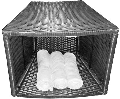 Canadian Spa CO. Hot Tub Side Table, Surround Furnishing for Round Spas and Hot Tubs, Surround Furniture Collection, Wicker Weatherproof, Rustproof Aluminium Frame