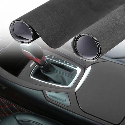 Blueshyhall Autofolie, Mikrofaserstoff Wildlederoptik Autofolie, Microfaser Stoff Folie Selbstklebende mit Luftkanälen, Auto Autofolie Innenraum Stoff Wildleder Velours Folie (Dunkelgrau, 50 x 152 cm)