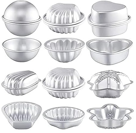 Aorwh 12 Stück 6 Formen Badebomben-Herstellungsform, Badebomben-Bastel-Pressform, Sprengkugel-Herstellungsform zum Basteln, für Handgefertigte Seifen, Kerzen, Kuchen, Backen