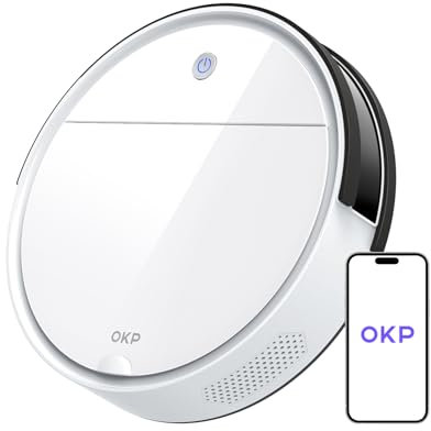 OKP K5 Aspirapolvere Robot, Mini Auto-Ricarica Silenzioso Robot Aspirapolvere, 2500Pa, 3 Modalità di Aspirazione Aspirapolvere per ulizia Domestica, Tappeto, Collegato con WiFi/Alexa/App, K5