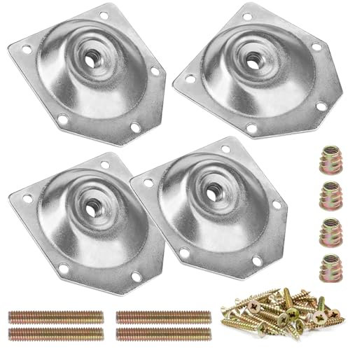 HUTLON 4 Stück Bein-Montageplatten, Möbelbeinbefestigungsplatten, 12 Grad abgewinkelte Metall-Tischbein-Montagezubehör, Möbelbein-Montagewinkel, industrielle Stärke, T-Platte