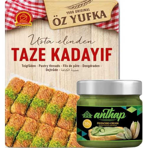 Kadaifi Fili Pasticceria Fresca Kadayif Dolce in stile turco da utilizzare famoso cioccolato Dubai Kataifi 400 Gram by Anthap Crema Pistacchio 30% Pistacchio 200 Gr