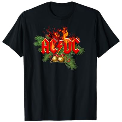 AC/DC Weihnachtswunschzettel Flaming Logo mit Glocken T-Shirt