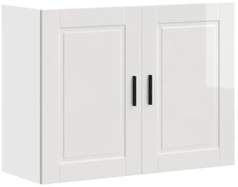 vidaXL Porto High Gloss White Kitchen Wall Cabinet - Engineered Wood Storage Solution for Modern Interior