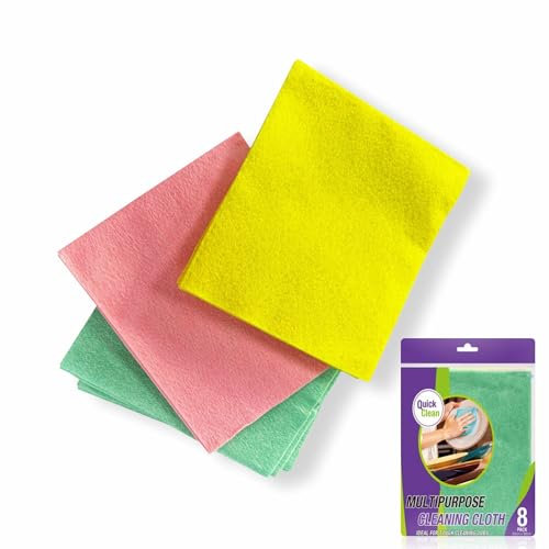 NIMVONA 8pcs All Purpose Cleaning Clothes Super Absorbent Sponge Reusable Wipes Kitchen Dishcloths Ideal For Tough Cleaning Mopping Spills Wiping Or Washing Dishes Assorted Colors 33x38cm