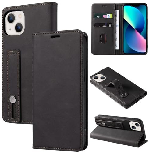 GoodcAcy Handyhülle für OnePlus 6 Hülle, Klapphülle Premium Lederhülle Klappbar Flip Case Tasche Magnet Kartenfach Standfunktion Klapphülle Schutzhülle, Schwarz