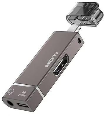 ukiism Switch Dock, USB C to HDMI Adapter with 4K@60Hz HDMI, 3.5mm Headphone Audio Jack, 100W PD, TV Dock for Nintendo Switch/Steam Deck/ROG Ally/Legion Go/MSI Claw/Nitro Deck/Steam Deck OLED 3 in 1