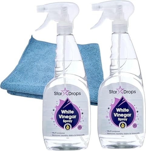 White Vinegar Cleaning Spray Bundle With 2x Stardropss White Vinegar Spray 750ml Bottle & Microfiber Cleaning Cloth