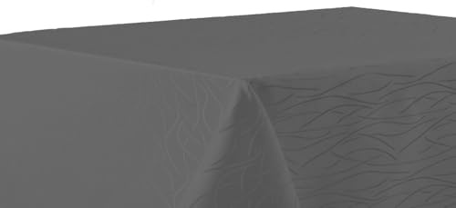 texpot Tischdecke 130 x 220 cm Grau Streifen bügelfrei Tischtuch fleckabweisend