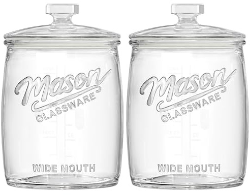 Dwbligt 2 Pack Cookie Jar, 1 Gallon Glass Jar with Airtight Lids - Large Wide Mouth Mason Jar for Kitchen Pantry& Laundry Room, Glass Apothecary Canisters Sets for Candy, Flour, Rice, Coffee, Display
