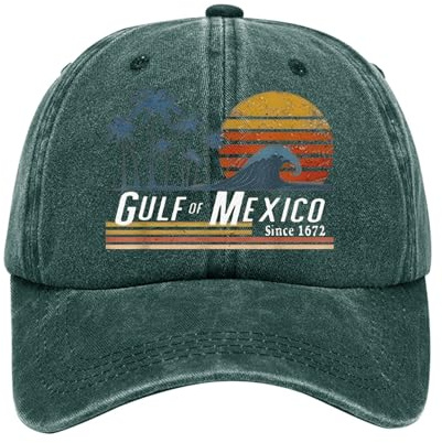 Vintage Basecap Unisex mit Golf von Mexiko Drucker,Retro Cap für Herren und Damen Baumwolle,Kappe Frauen Sommer Cappy Einfarbig Kappen Cappies Baseballmütze Verstellbar Outdoor UPF 50+ Sun Protection