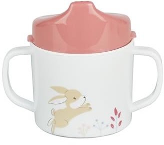 Sterntaler Trinklernbecher Hase Hanni - mit abnehmbarem Trinkaufsatz & rutschfestem Sockel - Trinktasse für Babys und Kinder mit Motivdruck Hase, mit Henkeln, mattrosa