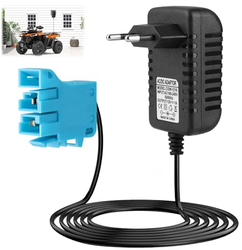 12V 1A Chargeur de Batterie pour Peg Perego Électrique Enfants, 12V Chargeur Voiture Adaptateur pour John Deere Gator XUV Ground Force Tractor Polaris Outlaw Citrus RZR 900 SUV ATV Moto Quad