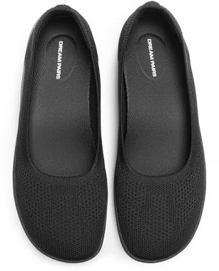 DREAM PAIRS Womens Ballet Wide Toe Arch Support Knit Flats | Arch Support with 8 mm Insole Cushions, Foldable, Easy to be Tucked, Non-slip Sole, Breathable Knit Upper, Barefoot Comfort