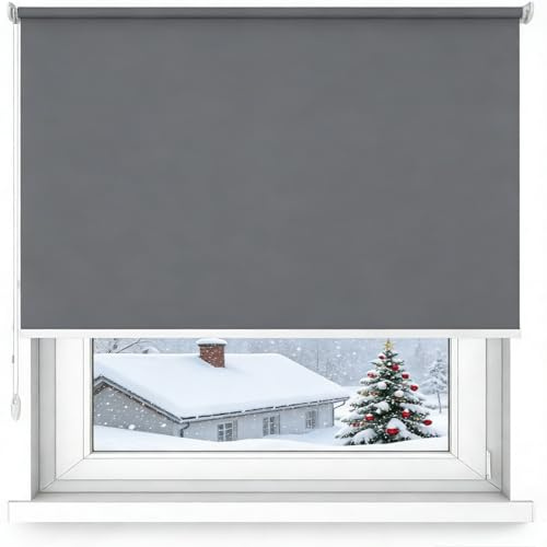 Verdunklungsrollo Ohne Bohren Klemmfix 73 x 200 cm Duo Rollo Klemmrollo Sonnenschutzrollo Fensterrollo mit Klemmträger Verdunkelungsrollo Thermorollo für Fenster Und Tür, Dunkelgrau