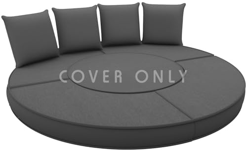 Generisch Sonneninsel Auflage Rund – wasserabweisender Ersatzbezug für Sonneninsel 167 cm, Abnehmbarer und waschbarer Outdoor Kissenbezug für Terrasse und Balkon (Black)