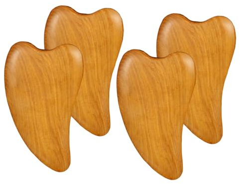 ABOOFAN 4 Stück Holz Gua Sha Massagegerät Gesichtsschaberplatte Rund Natürliches Holz Einfach zu Halten für Reise gegen Feine Linien und Falten für Männer und Frauen