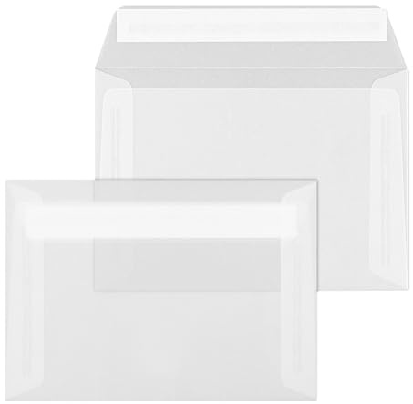 ÖKI Transparentkuvert C6, 50 Stück, Briefumschlag mit Haftstreifen, 114x162mm, 100g, weiß klar