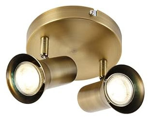 Qazqa - Modern Deckenstrahler bronze dreh- und schwenkbar - Karin 2-flammig I Wohnzimmer I Schlafzimmer - Stahl Rund - LED geeignet GU10