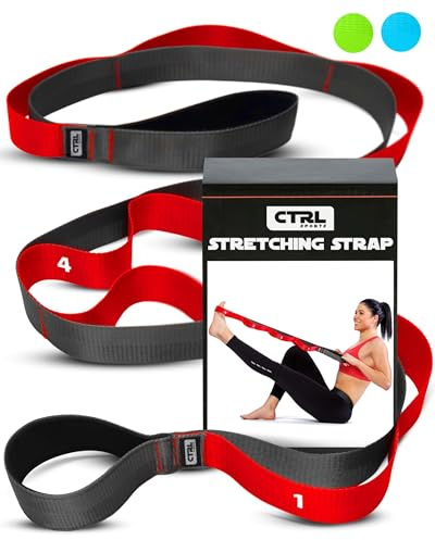 Stretching Strap with Loops - Non Elastic Stretch Band for Physical Therapy, Yoga Strap for Stretching Equipment, Stretch Bands for Exercise and Flexibility - Fascia, Hamstring and Leg Stretcher Belt