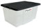 Plastix 50L 50 LITRE Clear Plastic Storage Box With Black Lid Home Office Stackable UK Made