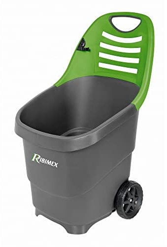 Ribimex Mehrzweck-Gartenwagen, Fassungsvermögen 65 Liter, Gestell aus Polypropylen, 2 Kunststoffräder, ergonomischer und praktischer Griff, integrierter Bürstenhalter – PRCG65