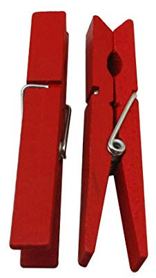 Wuuycoky Wood Craft Lot de 40 pinces à linge avec ressort Rouge 7,4 cm