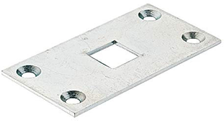 JUVA Strike plate for gate bolt and floor latch, H10316, galvanised steel, rod guide for 16 mm rods, made in Germany, 1 piece, rod base plate for gate locking.